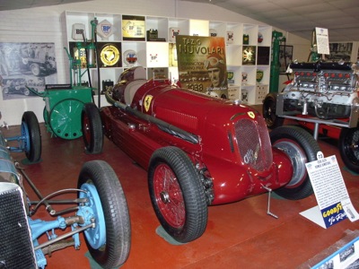 The Alfa Romeo Bimotore as it was restored and on display at Tom Wheatcroft’s Donington Collection