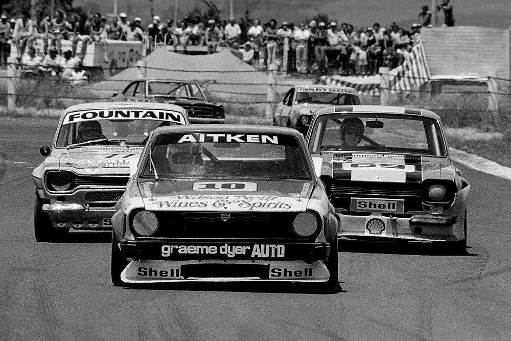BayPark 1979/80. From the 2 litre SHELLSPORT days. Grant Aitkin leads from Bryce Platt and Roy Harrington. IMAGE/terry marshall