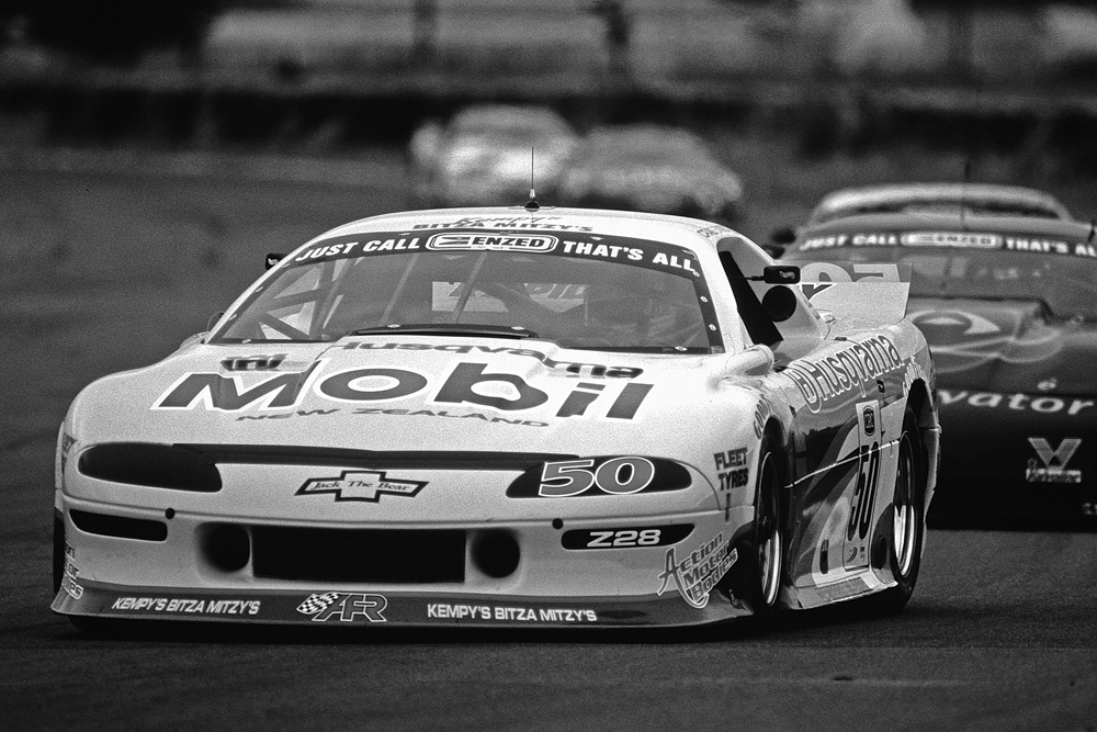 Ruapuna 1996/97. Craig Baird driving the Alan Ferguson Camaro leading the Trans-Am field. IMAGE/terry marshall