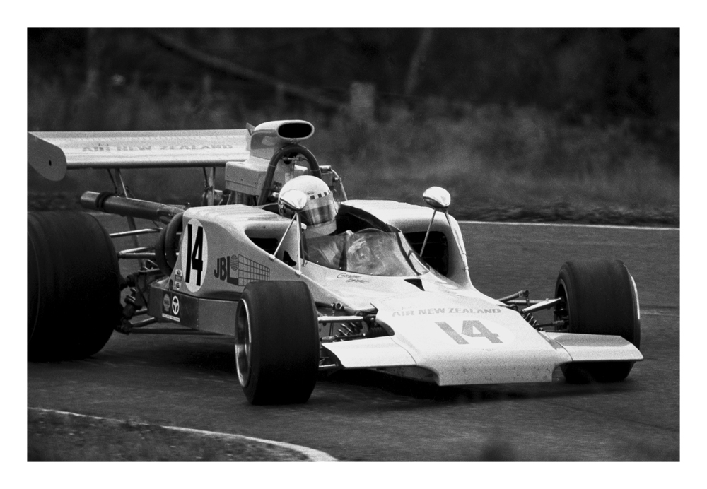 Pukekohe. 8th Jan 1972. Graeme Lawrence Lola T300 drives into the hairpin a few laps before his accident with Bryan Faloon. IMAGE/terry marshall