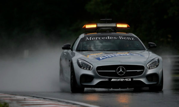 And now we're on to the current F1 safety car. The Mercedes-AMG GT Safety Car is basically an AMG GT S road car. The 0-62mph sprint takes just 3.8 seconds, with a top speed just shy of 200mph.